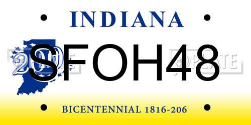 SFOH48 Indiana License Plate