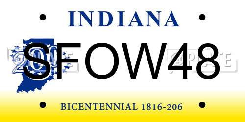SFOW48 Indiana License Plate