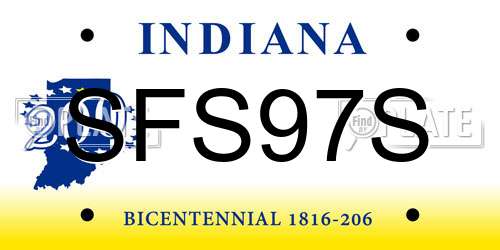 SFS97S Indiana License Plate