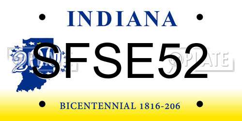 SFSE52 Indiana License Plate