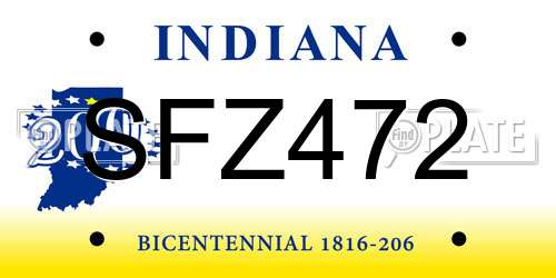 SFZ472 Indiana License Plate