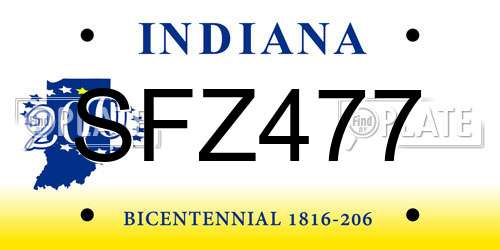 SFZ477 Indiana License Plate