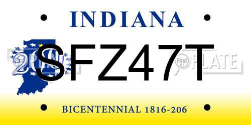 SFZ47T Indiana License Plate