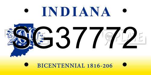 SG37772 Indiana License Plate