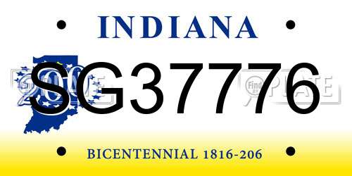 SG37776 Indiana License Plate