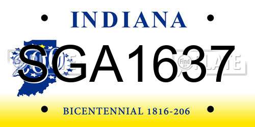 SGA1637 Indiana License Plate