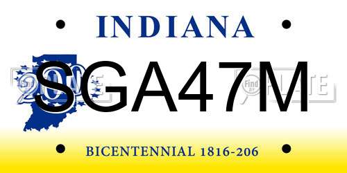 SGA47M Indiana License Plate