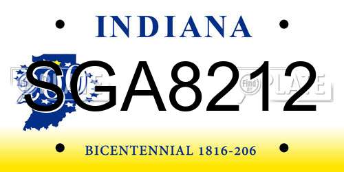 SGA8212 Indiana License Plate