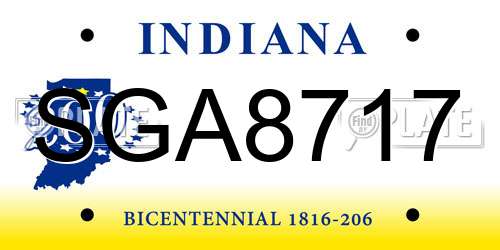 SGA8717 Indiana License Plate