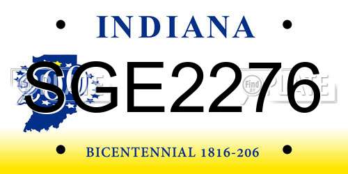 SGE2276 Indiana License Plate