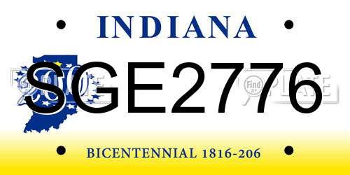 SGE2776 Indiana License Plate