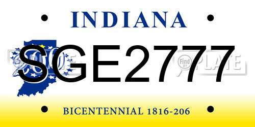 SGE2777 Indiana License Plate