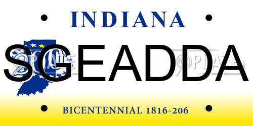 SGEADDA Indiana License Plate