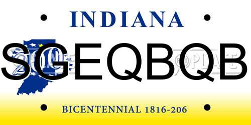 SGEQBQB Indiana License Plate