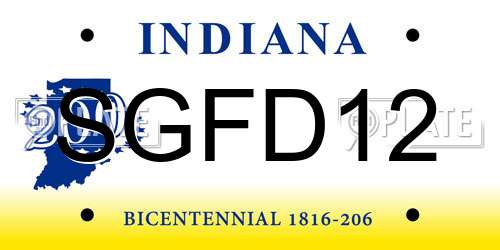 SGFD12 Indiana License Plate