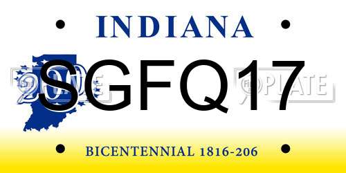 SGFQ17 Indiana License Plate