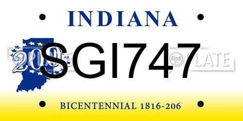 SGI747 Indiana License Plate