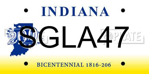 SGLA47 Indiana License Plate