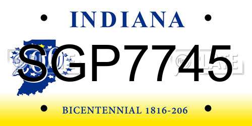 SGP7745 Indiana License Plate