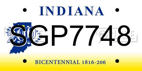 SGP7748 Indiana License Plate