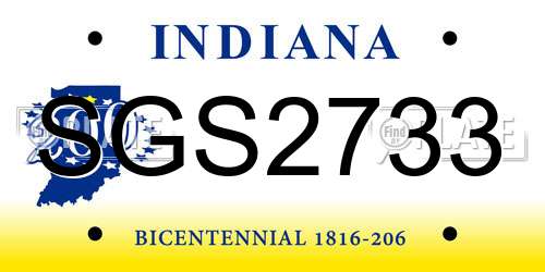 SGS2733 Indiana License Plate