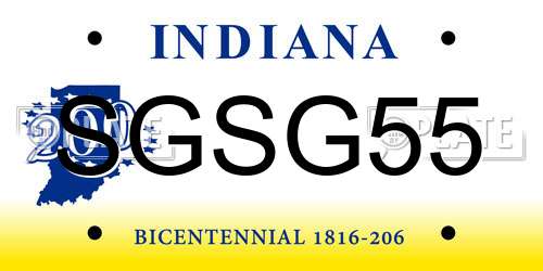 SGSG55 Indiana License Plate