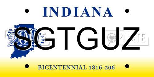 SGTGUZ Indiana License Plate