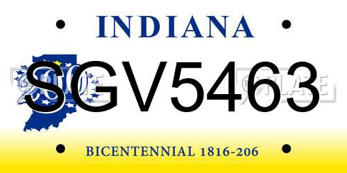 SGV5463 Indiana License Plate