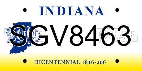 SGV8463 Indiana License Plate