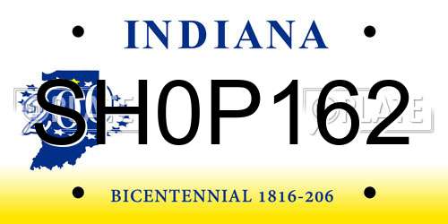 SH0P162 Indiana License Plate