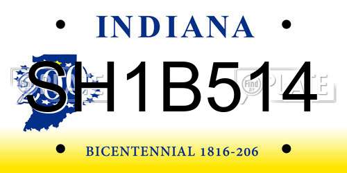 SH1B514 Indiana License Plate