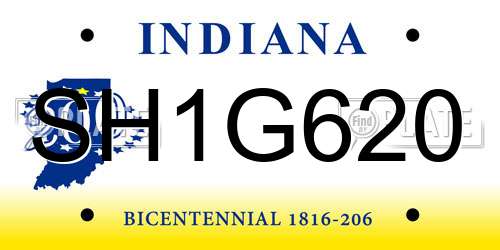 SH1G620 Indiana License Plate