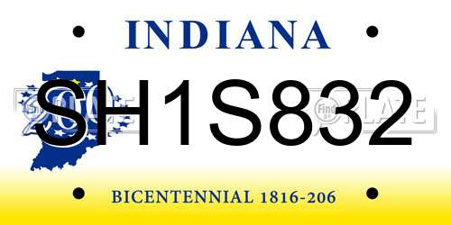 SH1S832 Indiana License Plate