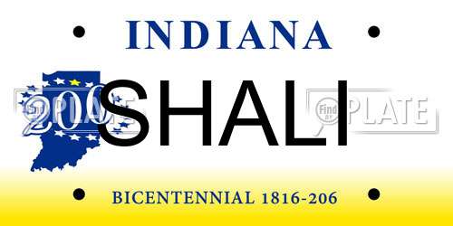 SHALI Indiana License Plate