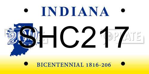 SHC217 Indiana License Plate