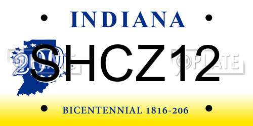 SHCZ12 Indiana License Plate