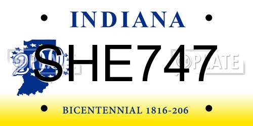 SHE747 Indiana License Plate