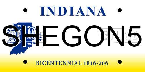 SHEGON5 Indiana License Plate