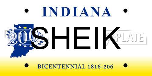 SHEIK Indiana License Plate