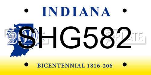 SHG582 Indiana License Plate