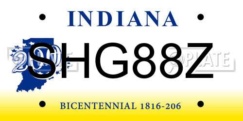 SHG88Z Indiana License Plate