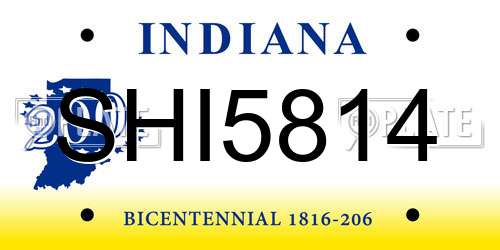 SHI5814 Indiana License Plate