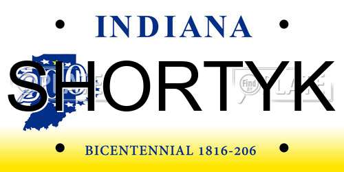 SHORTYK Indiana License Plate