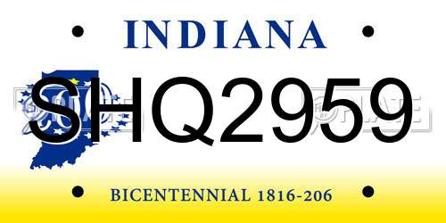 SHQ2959 Indiana License Plate