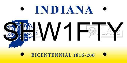 SHW1FTY Indiana License Plate