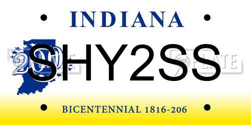 SHY2SS Indiana License Plate