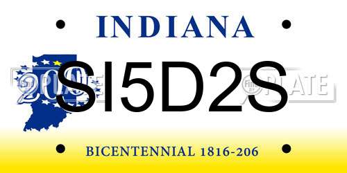SI5D2S Indiana License Plate