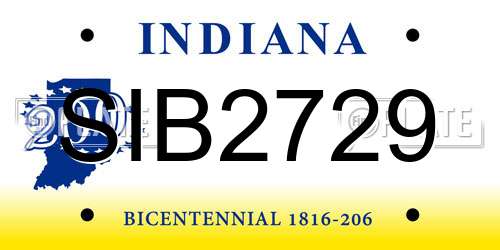 SIB2729 Indiana License Plate