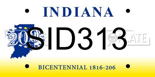 SID313 Indiana License Plate