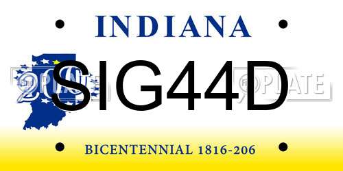 SIG44D Indiana License Plate